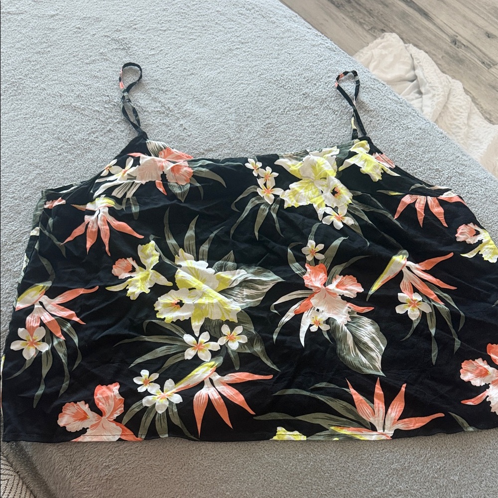 Divided Black Camisole with Floral Print